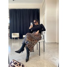 Luz Leopar Desenli Saten Etek