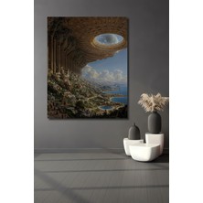 Teona Ahşap Antik Imparatorluk Masalsı Şehir Yağlı Boya Görünümlü Ahşap Dekoratif Tablo Dikdörtgen Tablo