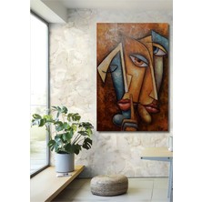 Teona Ahşap Iki Yüzlü Sessizlik Soyut Yağlı Boya Görünümlü Dekoratif Ahşap Tablo Dikdörtgen Tablo