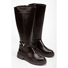 Hayalimdeki Ayakkabı Kadın Acı Kahve Cilt Toka Detaylı Çizme