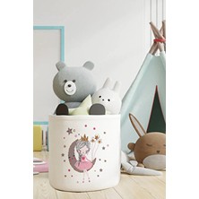 Talia Home Ay'da Oturan Kız Desenli Çocuk ve Bebek Odası Düzenleyici Oyuncak Veya Kirli Sepeti TLAS-085