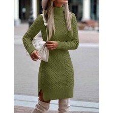 Ahes Shopping Loren Yünlü Motifli Midi Boy Triko Elbise