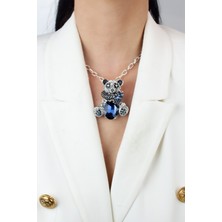 Liveyn Design Gümüş Zincir Zrkon Taşlı Büyük Panda Uçlu Kolye