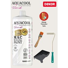 Aquacool Trend Aquacool 1000 ml Ahşap Dönüşüm Boyama Seti Kadife Rulo, Boyacı Tavası, Fırça Antik Beyaz Dolap Boya