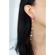 Liveyn Design Kristal Taşlı Gold Küpe