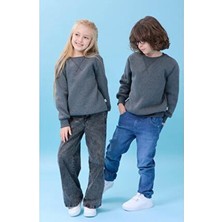 Perendi Unisex Basic Bisiklet Yaka Şardonlu Kışlık Sweatshirt - Antrasit