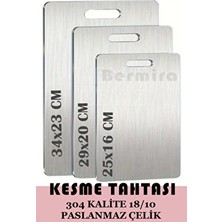 Bermira Home Collection 3 Boy Kesme Tahtası 18/10 Paslanmaz Çelik 3 Adet Gri Renk