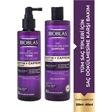 Bioblas Kafein Arjinin Biotin Saç Dökülmesi Karşıtı Şampuan 400 Ml+Kafein Arjinin Biotin Saç Toniği 200 ml