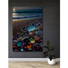Teona Ahşap Renkli Deniz Kabukları Yağlı Boya Görünümlü Ahşap Dekoratif Tablo Dikdörtgen Tablo