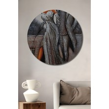 Teona Ahşap Şık Çift Yağlı Boya Görünümlü Dekoratif Ahşap Tablo Yuvarlak Tablo