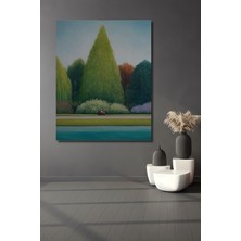 Teona Ahşap Manzaralı Parkta Oturan Aşıklar Yağlı Boya Görünümlü Dekoratif Ahşap Tablo Dikdörtgen Tablo