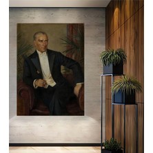 Teona Ahşap Atatürk Yağlı Boya Görünümlü Ahşap Dekoratif Tablo Dikdörtgen Tablo