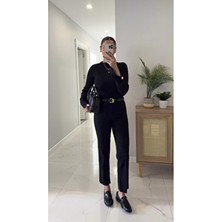 Bircan Çil Zr Wita Siyah Kesik Paça Boy Fit Jean