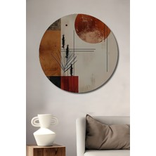 Teona Ahşap Modern Sanat Ahşap Dekoratif Tablo Yağlı Boya Görünümlü Gün Batımı Geometrik Tasarım Yuvarlak Tablo