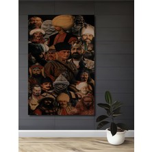 Teona Ahşap Türk Tarihi Liderler Karma Yağlı Boya Görünümlü Ahşap Dekoratif Tablo Dikdörtgen Tablo