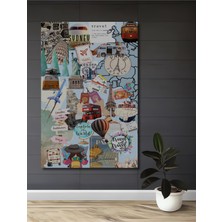 Teona Ahşap Seyahat Temalı Yağlı Boya Görünümlü Ahşap Dekoratif Tablo Dikdörtgen Tablo