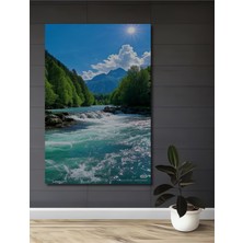 Teona Ahşap Masalsı Nehir Manzarası Sulu Boya Görünümlü Ahşap Dekoratif Tablo Dikdörtgen Tablo