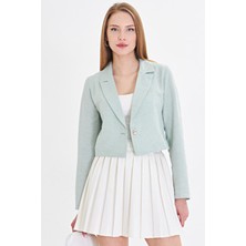 Armonika Kadın Mint Tek Düğmeli Crop Ceket ARM-23Y001064