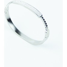 Liveyn Design Zirkon Taşlı Çelik Kelepçe Bileklik