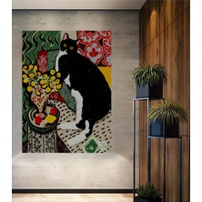 Teona Ahşap Renkli Kedi ve Çiçekler Modern Sanat Yağlı Boya Görünümlü Dekoratif Ahşap Tablo Dikdörtgen Tablo