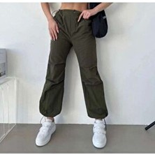 Sublime Butik Diz Ütülü Paraşüt Pantolon Haki
