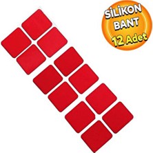 Karteya 12 Adet Çok Amaçlı Çift Taraflı Yapışkan Slikon Bant Kırmızı Renk Güçlü Tutuş Özelliği