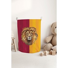 Talia Home Sarı Kırmızı Aslan Desenli Çocuk ve Bebek Odası Düzenleyici Oyuncak Veya Kirli Sepeti TLAS-318