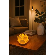 Zulya Lotus Çiçeği Tasarımlı Dekoratif Plastik LED Mumluk Tealight - Sıcak ve Zarif Işık