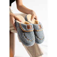 Star Shoes Kadın Gri Ev Terliği Ses Yapmaz Kalın Taban Kışlık Terlik