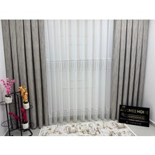 Nivemes Home Nivemeshome 2571 V -105 Reina Gümüş 1/3 Pileli Bambu Tül Perde