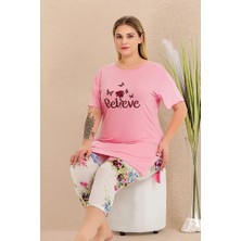 Nightlove Lady Altı Çiçekli Büyük Beden Bayan Pijama Takımı