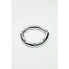 Liveyn Design Metalize Gümüş Renk Esnek Bileklik