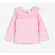 Le Mabelle Pembe Organze Yakalı Kız Çocuk Tişört