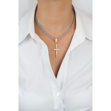 Liveyn Design Baget Zirkon Taşlı Melek Kanatlı Gold Uçlu Kolye