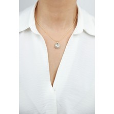 Liveyn Design Elmas Görünümlü Zirkon Taşlı Gold Kolye