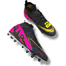 Mercurıal Unısex Çoraplı Halısaha & Çimsaha Krampon Siyah Fuşya Desenli