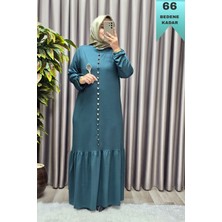 Elmas Tesettür Kadın Giyim Büyük Beden Kristal Düğmeli Elbise