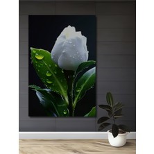 Teona Ahşap Damla Yağlı Boya Görünümlü Beyaz Zambak Ahşap Dekoratif Tablo Dikdörtgen Tablo