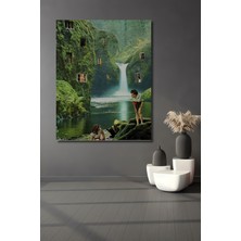 Teona Ahşap Gızemlı Ormanda Yağlı Boya Görünümlü Ahşap Dekoratif Tablo Dikdörtgen Tablo