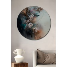Teona Ahşap Bahar Esintisi Sulu Boya Görünümlü Soyut Sanat Ahşap Dekoratif Tablo Yuvarlak Tablo