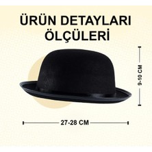 NessiWorld Charlie Chaplin Stil Çocuk Şapkası – Siyah Melon Parti Şapkası