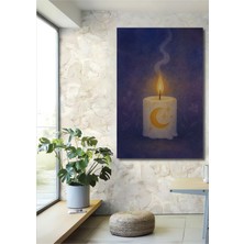 Teona Ahşap Ayışığı Desenli Pastel Boya Görünümlü Mum Ahşap Dekoratif Tablo Dikdörtgen Tablo