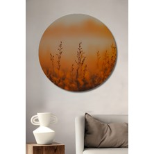 Teona Ahşap Sarımtırak Gün Batımı Yağlı Boya Görünümlü Ahşap Dekoratif Tablo Yuvarlak Tablo