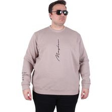 Moc Grande Mocgrande Büyük Beden Bisiklet Yaka Sweat Double Face 25707 Bej