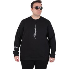 Moc Grande Mocgrande Büyük Beden Bisiklet Yaka Sweat Double Face 25707 Sıyah