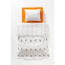 Maya And Luca Bebek Çocuk Nevresim Takımı %100 Pamuk Alice baskılı 100x150 cm turuncu beyaz renkli