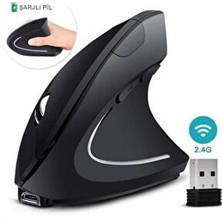 Matservis Ergonomik Dikey Oyuncu Mouse 1600 DPI Kablosuz Ev Ofis Kullanımı İçin Şarjlı
