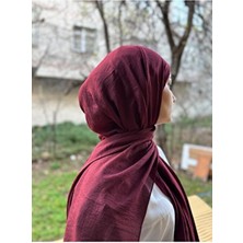 Shalby Bordo Pamuk Crash Şal Kadın Düz Desenli 75 x 185 cm Kullanım İçin Rahat Kumaş