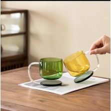 Borosilikat Cam Renkli Cam Kahve Cappuccino Kupası 350 ml