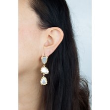 Liveyn Design Gold Kaplama Inci Sallantılı Küpe